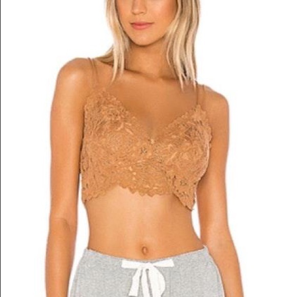 NEW FREE PEOPLE Celine Bralette size XS caramel - Picture 2 of 6